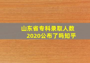 山东省专科录取人数2020公布了吗知乎