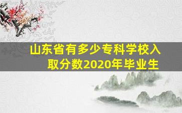 山东省有多少专科学校入取分数2020年毕业生