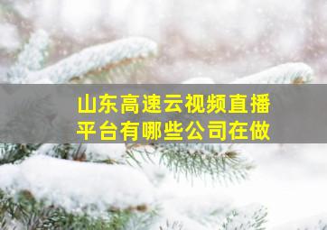 山东高速云视频直播平台有哪些公司在做