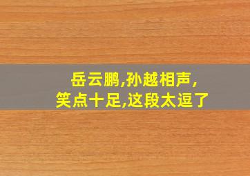 岳云鹏,孙越相声,笑点十足,这段太逗了