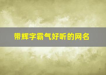 带辉字霸气好听的网名