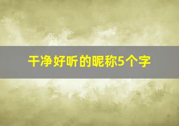 干净好听的昵称5个字