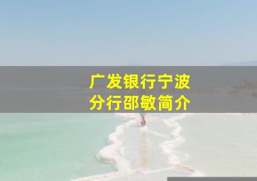 广发银行宁波分行邵敏简介