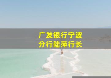 广发银行宁波分行陆萍行长