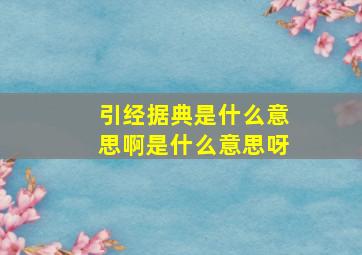 引经据典是什么意思啊是什么意思呀