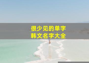 很少见的单字韩文名字大全