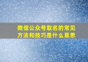 微信公众号取名的常见方法和技巧是什么意思