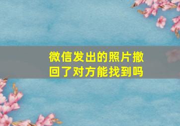 微信发出的照片撤回了对方能找到吗