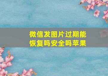 微信发图片过期能恢复吗安全吗苹果