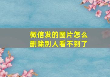 微信发的图片怎么删除别人看不到了