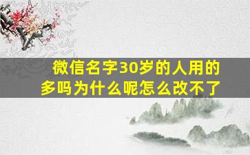 微信名字30岁的人用的多吗为什么呢怎么改不了