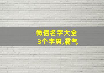 微信名字大全3个字男,霸气