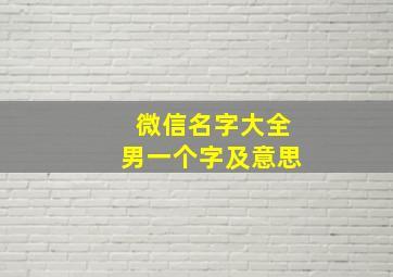 微信名字大全男一个字及意思