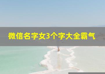 微信名字女3个字大全霸气