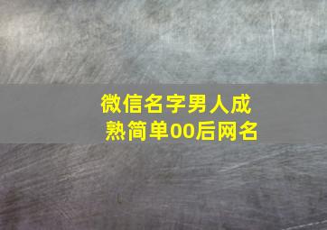 微信名字男人成熟简单00后网名