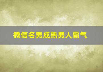 微信名男成熟男人霸气