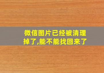 微信图片已经被清理掉了,能不能找回来了