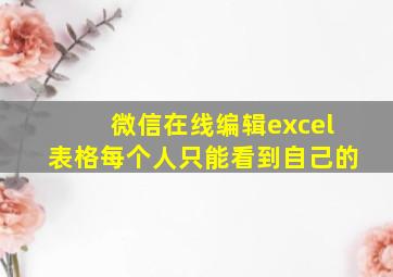 微信在线编辑excel表格每个人只能看到自己的