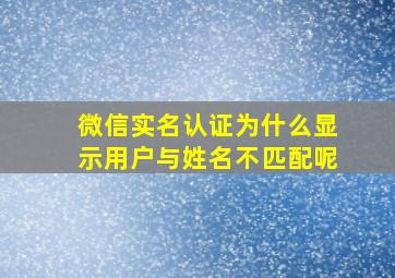 微信实名认证为什么显示用户与姓名不匹配呢