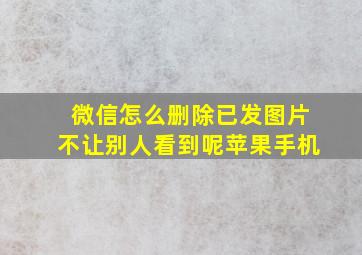 微信怎么删除已发图片不让别人看到呢苹果手机