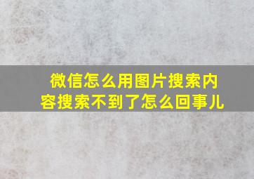 微信怎么用图片搜索内容搜索不到了怎么回事儿