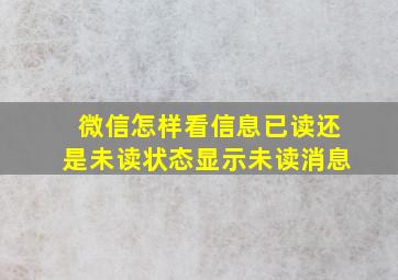 微信怎样看信息已读还是未读状态显示未读消息