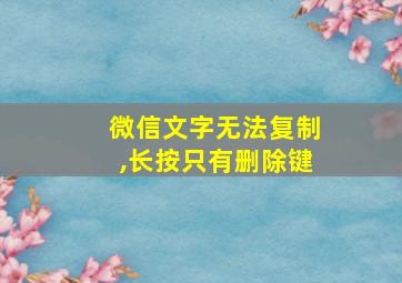 微信文字无法复制,长按只有删除键