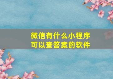 微信有什么小程序可以查答案的软件