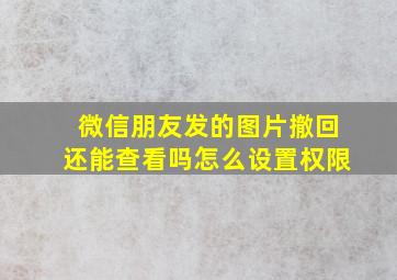 微信朋友发的图片撤回还能查看吗怎么设置权限