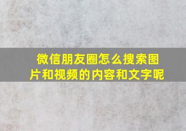 微信朋友圈怎么搜索图片和视频的内容和文字呢