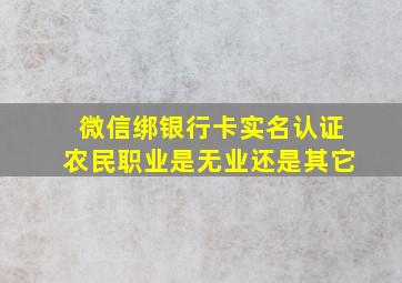 微信绑银行卡实名认证农民职业是无业还是其它