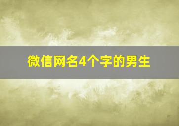 微信网名4个字的男生