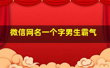 微信网名一个字男生霸气