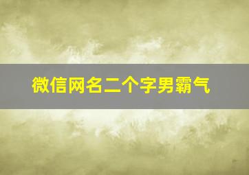 微信网名二个字男霸气