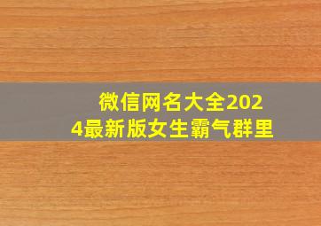 微信网名大全2024最新版女生霸气群里