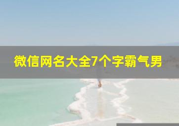 微信网名大全7个字霸气男