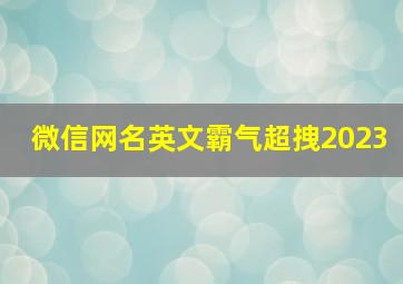 微信网名英文霸气超拽2023