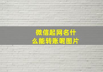 微信起网名什么能转账呢图片