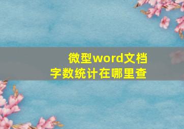 微型word文档字数统计在哪里查