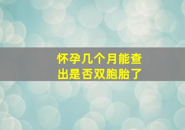 怀孕几个月能查出是否双胞胎了