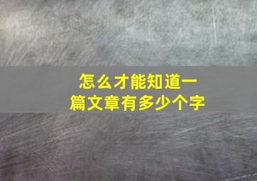 怎么才能知道一篇文章有多少个字