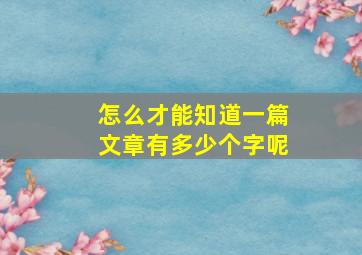 怎么才能知道一篇文章有多少个字呢