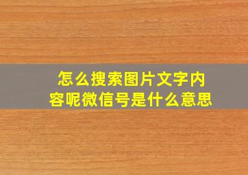 怎么搜索图片文字内容呢微信号是什么意思