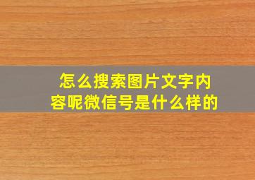 怎么搜索图片文字内容呢微信号是什么样的