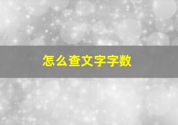 怎么查文字字数