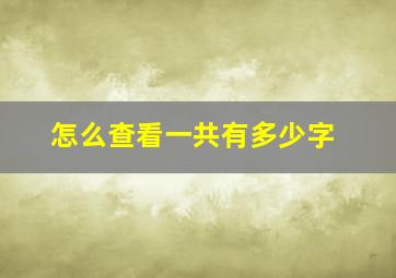 怎么查看一共有多少字