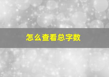 怎么查看总字数