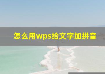 怎么用wps给文字加拼音