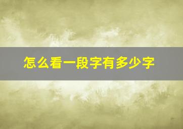 怎么看一段字有多少字