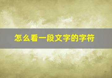 怎么看一段文字的字符